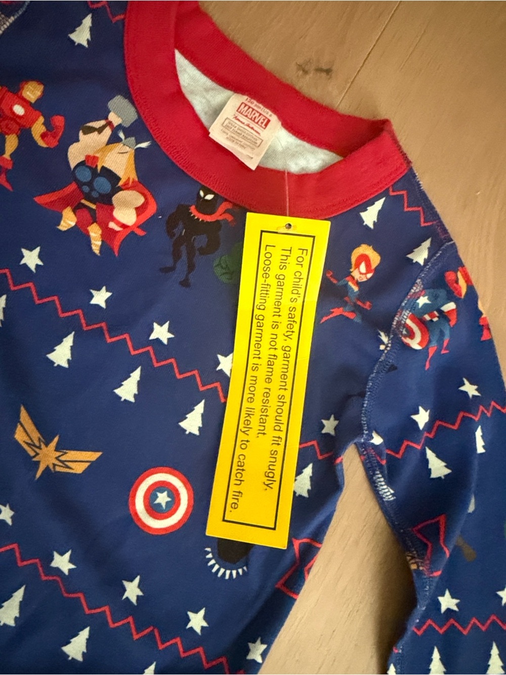 Marvel Kids Blue Superhero Pajama Top and pants with Red Trim comfy